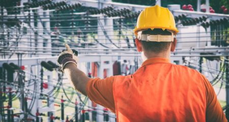Person with hard hat from the back